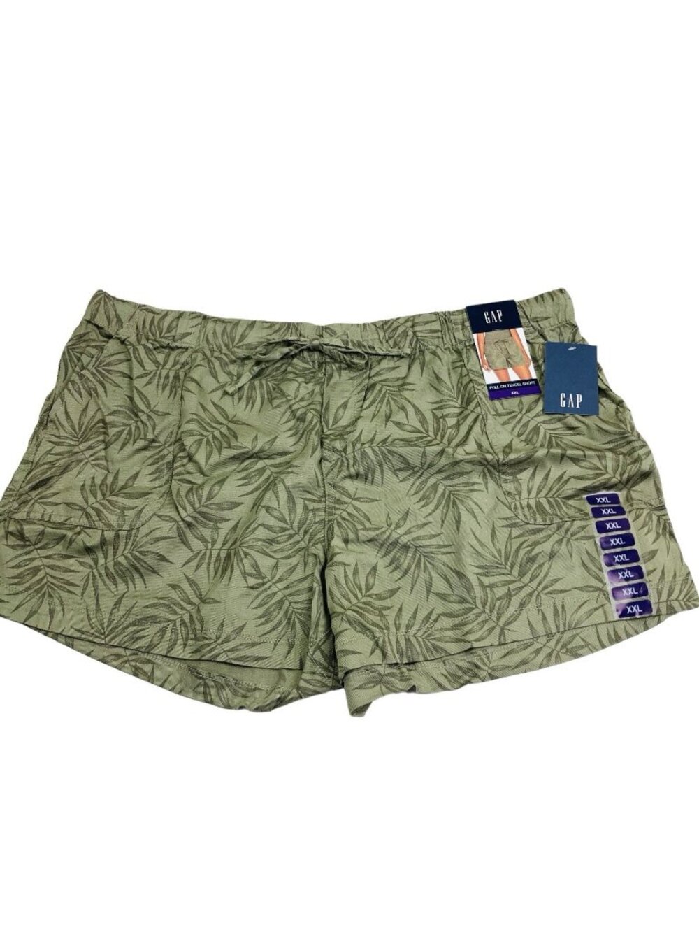 GAP Womens Drawstring Pull-On Tencel Shorts XXL Olive Green Soft & Comfortable